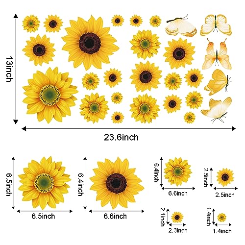 AOWDIAO Sunflower Peel and Stick Wall Decals, Sunflower Decorations for Bedroom, Kitchen, Bathroom, Living Room - style: Sunflower