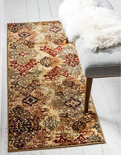 Unique Loom Barista Collection Area Rug - Congencis (2' 7" x 10' Runner, Beige/Blue) - size: 2'7" x 10' (Rectangular)