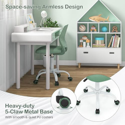 Giantex Kids Desk Chair, Adjustable Children Study Chair, Swivel Armless Mesh Task Office Chair, Computer Desk Chair with Adjustable Height & Lumbar Support (Sage) - color: Sage