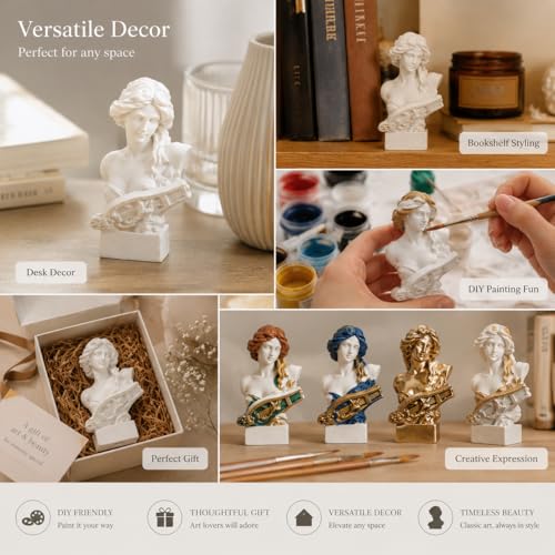 Resin Bust Statue 2.95 Inch Plaster Figurines Mini Home Decoration Sculpture White for Art Hobbyist-Artemis, Home Decoration - size: Artemis