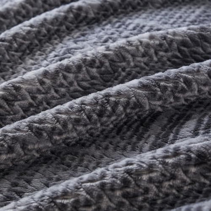 COOVA Fleece Bed Blanket Twin Size, Super Soft and Cozy 3D Jacquard Warm Blankets, Lightweight and Fuzzy Throw for Couch, Sofa, Chair, Giftable (Dark Grey, 60"x80") - color: Graphite Dark Grey, size: 60"x80"