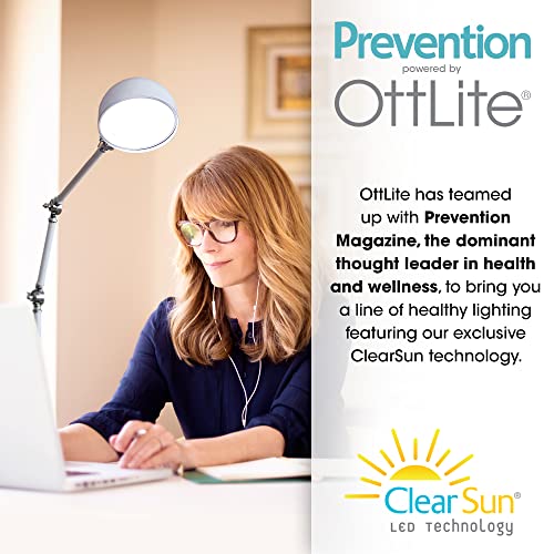 OttLite Prevention Pharmacy LED Floor Lamp, Adjustable, White | ClearSun LEDs Reduce Eyestrain | 3-Point Adjustable Neck | 3 Brightness Settings