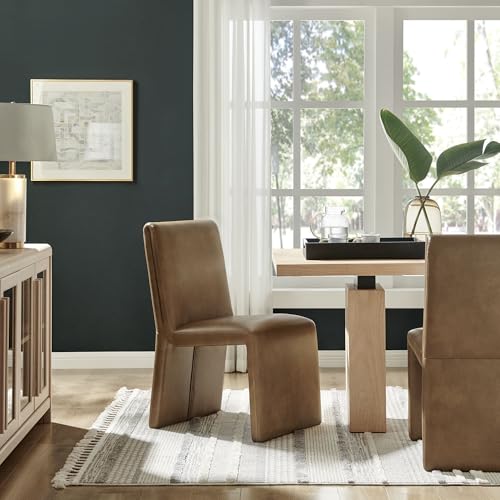 Modway Emory Faux Leather Dining Side Chair in Canyon - Single Armless Slipper Chair - Padded Vegan Leather Accent for Dining Room, Kitchen - color: Canyon