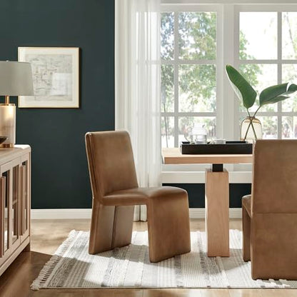 Modway Emory Faux Leather Dining Side Chair in Canyon - Single Armless Slipper Chair - Padded Vegan Leather Accent for Dining Room, Kitchen - color: Canyon