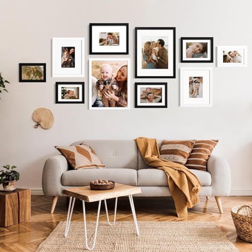 5x7 Picture Frame Black, Solid Wood Frames 5x7 with Acrylic Plexiglass for Pictures 4x6 With Mat,Tabletop and Wall Display, 5 x 7 Picture Frame Set of 4 - color: Black, size: 5x7