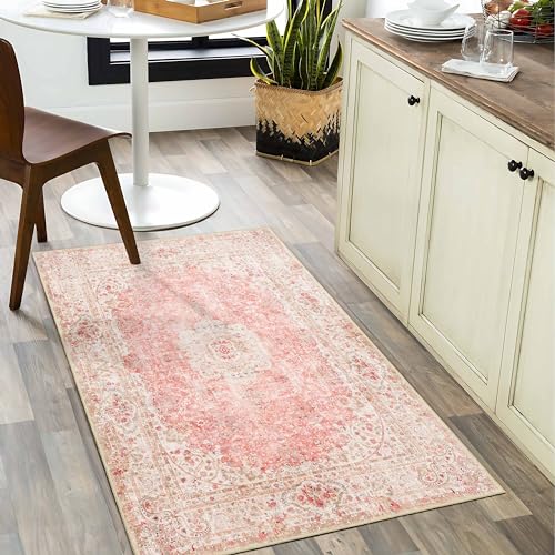 Small Rugs 2x3,Pink Rug for Entryway Bathroom Entrance Doormat | Boho Vintage Bohemian Distressed Washable Accent Floor Throw Carpet Non Slip for Bedroom Kitchen,Blush - color: Pink, size: 2'x3'