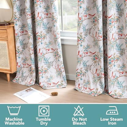 H.VERSAILTEX 100% 암막 꽃무늬 커튼 213.4cm(84인치) 길이 2패널 빈티지 커튼 패턴 프린트 단열 커튼 거실 침실 창문 트리트먼트 그로밋 드레이프, 틸/러스트 - color: 청록색/녹, size: 52"W x 84"L (Pack of 2)