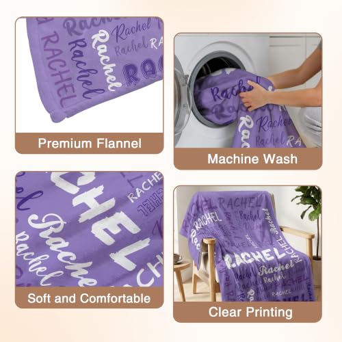 Personalized Blanket with Name, Custom Name Blanket Gifts for Kids Adults Boys Girls Teen, Soft Customized Fleece Flannel Throw for Bedroom Living Room, Birthday Christmas - color: Light Purple