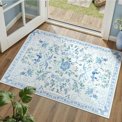 DCX floralbow-bluek Area Rugs3x5 - color: Blue, size: 3' x 5' (Rectangular)