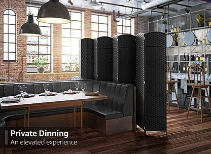 Sorbus 8-Panel Black Room Divider with Double Hinged Panels, 6 ft Tall Folding Privacy Screen - color: Black, size: 8 Panel
