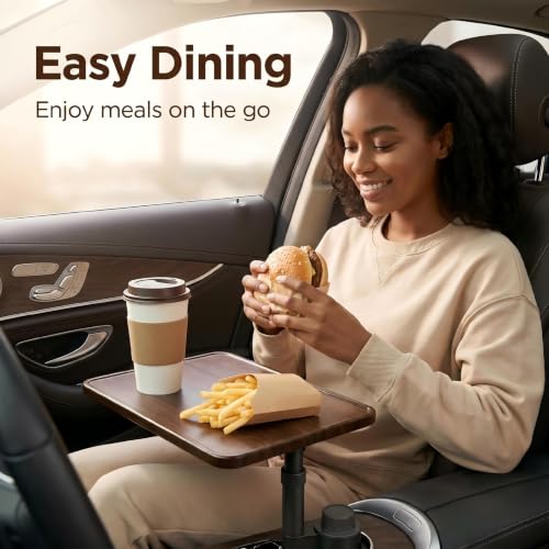 Car Desk for Laptop, Car Table & Car Tray with 360° Rotating Cup Holder, Adjustable Height Car Food Tray, As Car Table Tray or Car Seat Tray, Compatible with Tesla Model 3/Y/S, Ford/Most Vehicles