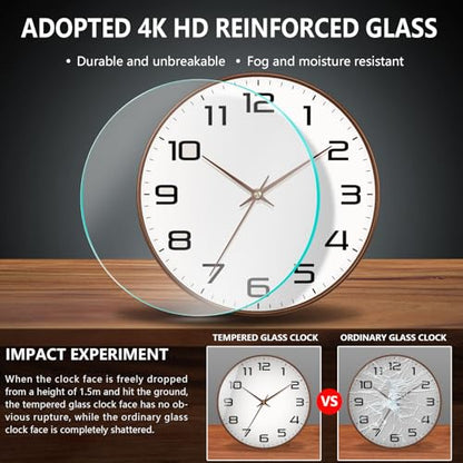 Woodgrain Wall Clock–Silent Non-Ticking Wall Clocks Battery Operated 8 Inch, Large Easy-to-Read Numbers Modern Modern Analog Clock for Bedroom Living Room Kitchen Office Gym (Brown) - color: Mocha Brown, size: 8 Inch