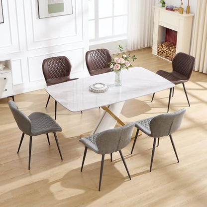 Dining Chair, Comfy Modern Dining Chairs with Thick Cushions, Upholstered Fabric Kitchen Side Chairs with Adjustable Metal Legs for Dining Room (Light Grey) - color: Light Grey, size: Set of 1