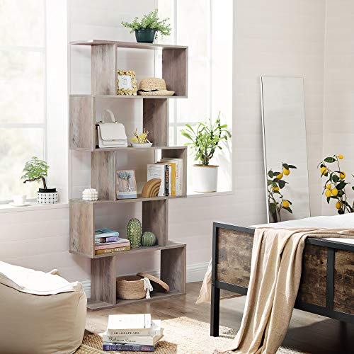 VASAGLE CUSTOS Collection - Bookshelf, 5-Tier Bookcase, Tall Display Shelf, Freestanding Storage Shelf, Room Divider, for Home Office, Living Room, Bedroom, Study, Greige ULBC062M01 - color: Greige, style: 5-Tier (27.6"W)