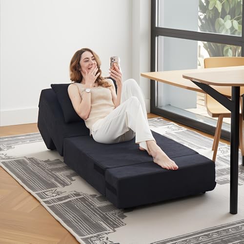 6 in 1 Convertible Folding Sofa Bed with Pillow,High Density Foam | 8" Thick Foldable Mattress,Single Sleeper Chair for Living Room/Dorm/Guest Use/Home Office/Apartment