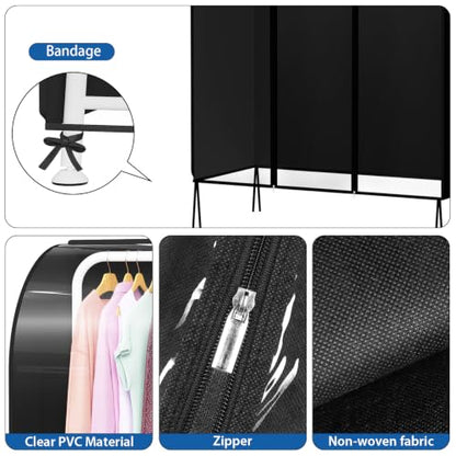 Zilink Clear Garment Rack Cover Clothing Rack Cover 43 in | Dustproof, Breathable, 2 Durable Zippers, Rack Cover for Garment Rack (Rack Not Included) - size: 43"L x 20"W x 60"H - Clear/Black
