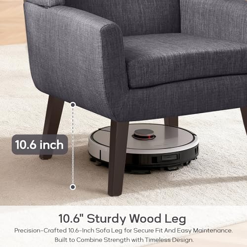 HUIMO Accent Chair for Living Room,Upholstered Button Linen Armchair Chair | Mid Century Modern Tufted Armchair with Fabric,Comfy Arm Chairs for Club Living Room Reading Bedroom,Waiting Room Dark rey - color: Grey