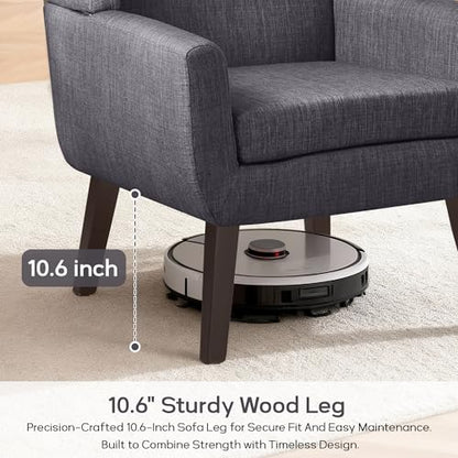 HUIMO Accent Chair for Living Room,Upholstered Button Linen Armchair Chair | Mid Century Modern Tufted Armchair with Fabric,Comfy Arm Chairs for Club Living Room Reading Bedroom,Waiting Room Dark rey - color: Grey