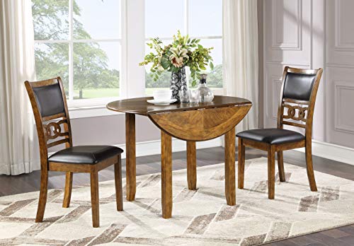 New Classic Furniture Gia 3-Piece Drop Leaf Dining Table Set with 2 Chairs, 42-Inch, Brown - color: Brown, size: Dining Set