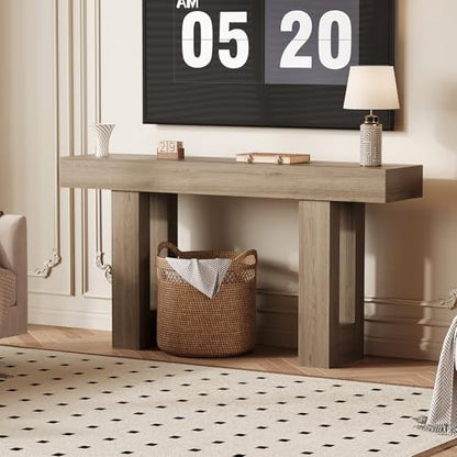 IDEALHOUSE 63" Entryway Table with Power Outlet, Console Table for Entryway | Grey, Wooden Sofa Table, Long Narrow Hallway Foyer Table for Entryway, Hallway, Living Room - color: Grey