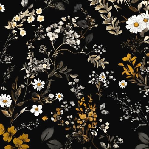 Black Grey Vintage Floral Peel and Stick Wallpaper 17.5" x 393" | Waterproof Vinyl Self Adhesive Removable Renter Friendly Floral Contact Paper - color: Black Grey, size: 17.5" x 393"