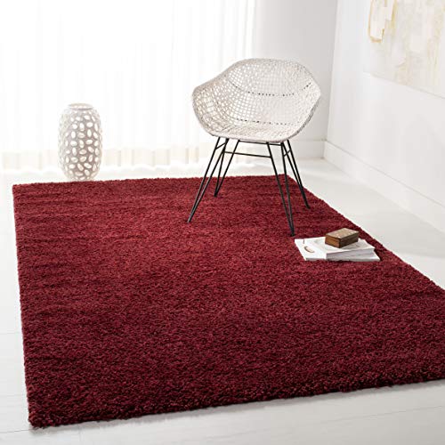 SAFAVIEH August Shag Collection Accent Rug - 2'3" x 4', Burgundy, Solid Design, Non-Shedding & Easy Care, 1.2-inch Thick Ideal for High Traffic Areas in Entryway, Living Room, Bedroom (AUG900S) - color: Burgundy, size: 2'3" x 4' (Rectangular)