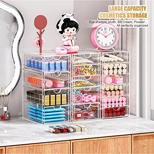 YFXCVSL 3-Pack Acrylic 15-Drawer Storage & Makeup Organizer for Desk | Smooth-glide drawers, clear acrylic, dustproof, waterproof, wipe-clean, for nail polish, essential oils, hair clips - size: 15 Drawers