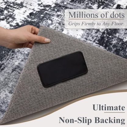 Sasttie 2x6 Runner Rug, Modern Abstract Hallway Rug, Black & White | Ultra-Soft Faux Wool, Machine Washable, Low Pile, Non-Slip, Thin, for Hallway, Entrance, Kitchen, Entryway & Laundry Room - color: Black & White, size: 2' x 6' (Rectangular)