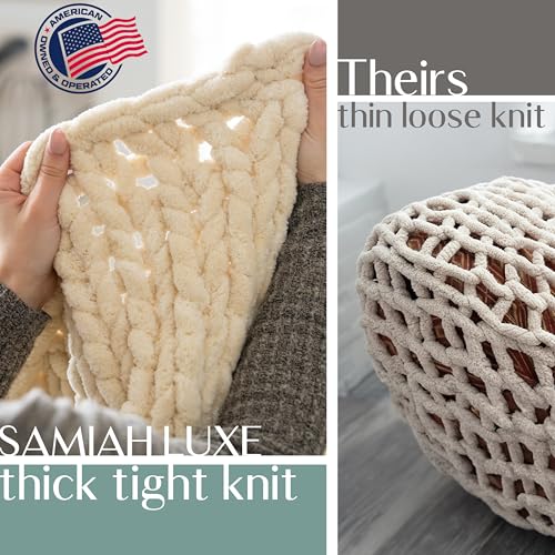 SAMIAH LUXE Chunky Knit Throw Blanket 50x60, Sage Green Chenille Throw Blanket for Couch Bed Sofa, Soft Fluffy Cable Knit Blanket, Oeko-TEX Certified, Machine Washable - color: Sage, size: 50x60in