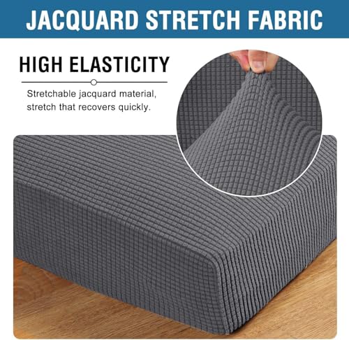 H.VERSAILTEX Super Stretch Individual Chaise Cover Sectional Couch Covers for L Shaped Sofa Both Left/Right Featuring Thick Jacquard Textured Twill Fabric (1 Piece Chaise Cover Large, Grey) - color: Grey, size: Chaise Cover Large