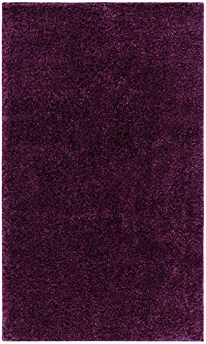 SAFAVIEH August Shag Collection Accent Rug - 2'3" x 4', Purple, Solid Design, Non-Shedding & Easy Care, 1.2-inch Thick Ideal for High Traffic Areas in Entryway, Living Room, Bedroom (AUG900W) - color: Purple, size: 2'3" x 4' (Rectangular)