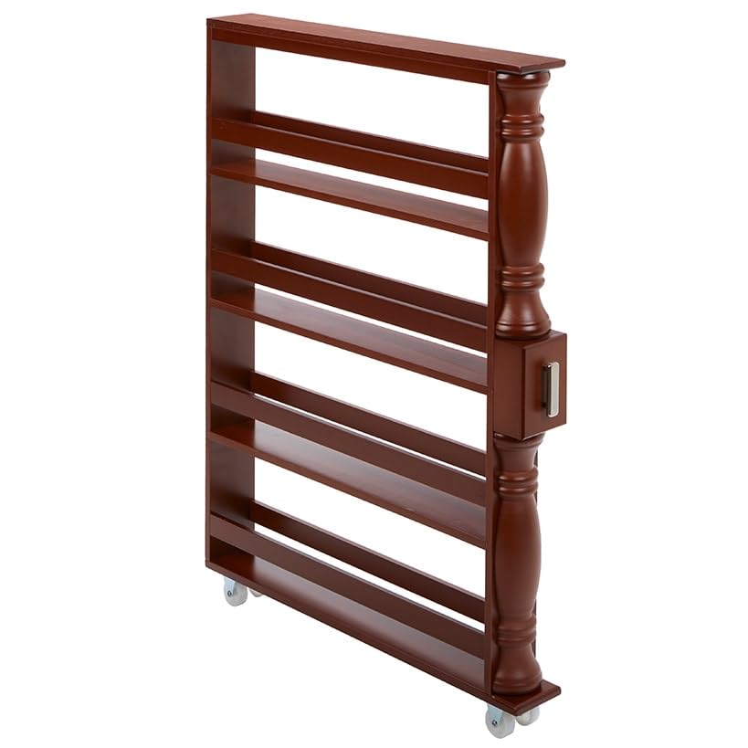 Slim Rolling Can and Spice Racks - Walnut - color: Natural
