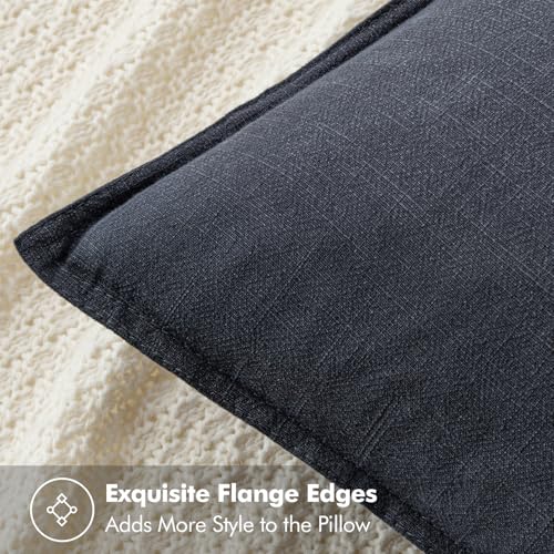MIULEE Decorative Linen Pillow Covers 18x18 Inch Dark Gray | Boho Farmhouse Neutral Couch Throw Pillows for Bed, Pack of 2 Accent Modern Pillowcases, Sofa Livingroom Home Decor - color: Dark Gray, size: 18" x 18" (Pack of 2)