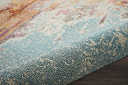 Nourison Home Celestial Modern Abstract Sealife 7'10" x Round Area Rug, Easy Clean, Non Shedding, Bed Room, Living Room, Dining Room, Kitchen (8 Round) - color: Sealife, size: 7'10" (Round)