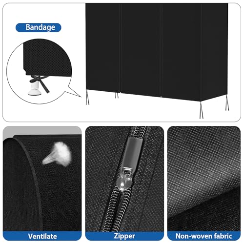 Zilink Garment Rack Cover Clothes Rack Cover Wardrobe Cover 60in, Black | Dustproof, Breathable, 2 Durable Zippers, Garment Bags Protector for Garment Rack (Rack Not Included) - size: 60"L x 20"W x 60"H - Black