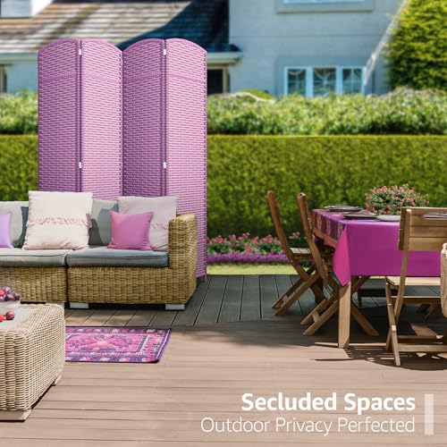 Sorbus 4 Panel Room Divider 6 ft. Tall - Privacy Screen, Extra Wide Double Hinged Panels, Mesh Hand-Woven Design, Partition Room Dividers and Folding Privacy Screens, Wall Divider for Room Separation - color: Pink Purple, size: 4 Panel