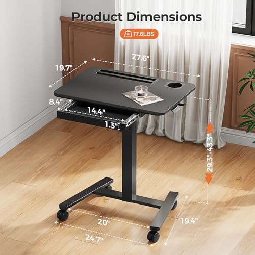 28" Mobile Standing Desk with Drawer, Portable Laptop Desk (Pack of 2) - color: Black, size: 28" (Pack of 2)