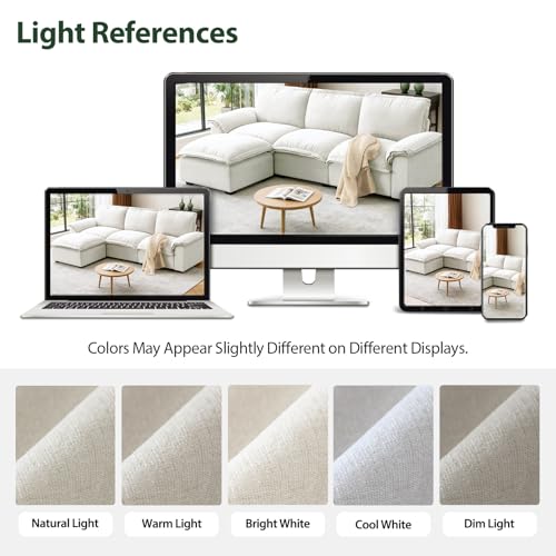 HALLYBEE Cloud Couch Sectional Modular Sofa for Living Room White | Modular Sectional Cloud Couch with Movable Ottoman, L-Shaped, 3-Seater, Chenille Fabric, Removable Cushion Covers, Apartment - color: White