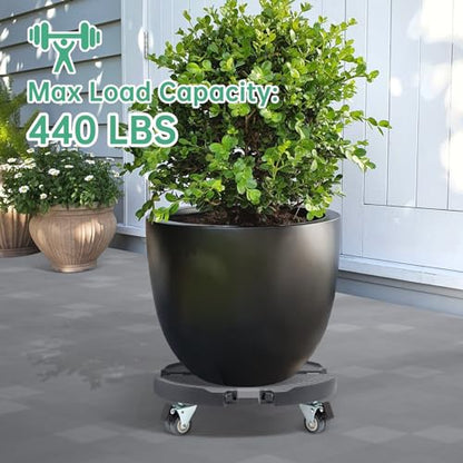 W B D WEIBIDA 2 Pack Round Dolly with Wheels Heavy Duty 440 Lbs Capacity, Rolling Plant Stand Adjustable Roller Base for Large Pots, Barrel, Drum, Cart with Casters - color: Gray