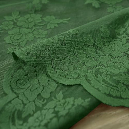 Kotile Emerald Green Sheer Curtains for Living Room 52 x 80 Inch, 2 Panels | Rod Pocket, Delicate Knitted Texture, Diffused Window Light, Refined Botanical Depth, Classic Full-Length Look, Privacy - color: Embrald Green, size: 52"W x 80"L (Pack of 2)