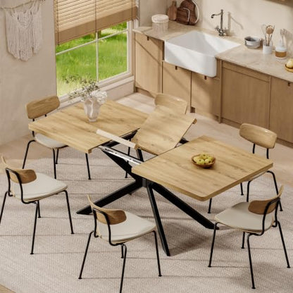 Extendable Dining Room Table for 4 6 8,55"-70" Kitchen Table Butterfly Leaf | Simply Flip Leaf Expandable Rectangle Dining Table,Long Large Wood Table for Kitchen Dining Living Room, Modern,Farmhouse - color: Butterfly Leaf 55"-71" Oak