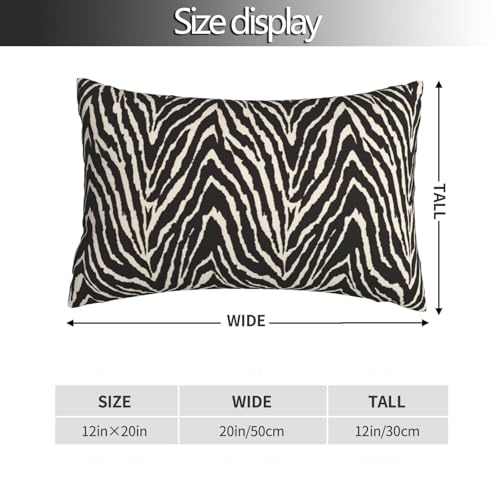 Zebra Throw Pillow Covers Black and White Zebra Seamless Pattern Lumbar Pillow Cover 12x20 Inch Set of 2 Zebra Skin Pattern Texture Pillowcase Rectangle Cushion Cases for Bed Sofa - color: Black White, size: 20" x 12" (Pack of 2)
