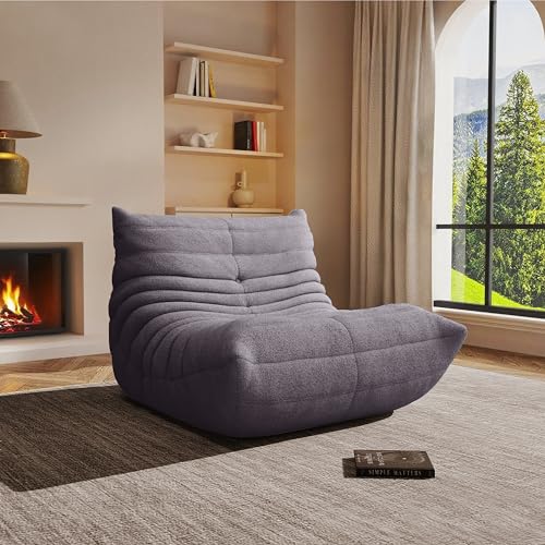 Giant Bean Bag Chair for Adults,Comfy Lazy Fireside Accent Chair with Memory Foam,Cozy Single Floor Sofa Couch Boneless Chaise Lounge for Living Room Bedroom Gaming Room(Gary,1Seater) - color: Grey, size: Single