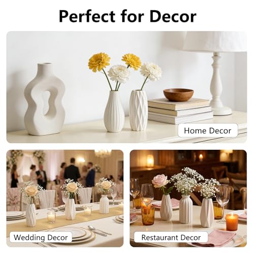 BEAHOT Ceramic Bud Vases Set of 16 - Matte White Mini Ceramic Bud Vases Collection: Non-Repeating Modern Boho Centerpiece - Small Unglazed Jars for for Weddings, Home, Shelf Decor - size: 16pack Unglazed White