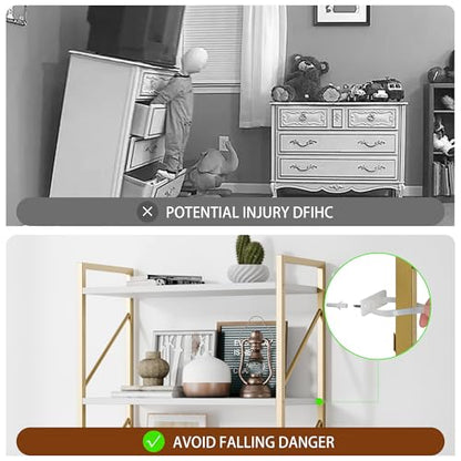 Shintenchi 5 Tiers Bookshelf, Classically Tall Bookcase Shelf,Industrial Book Rack,Modern Book Holder in Bedroom/Living Room/Home/Office, Storage Rack Shelves for Books/Movies,Gold - color: Gold