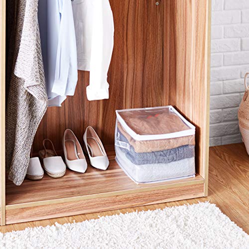 Amazon Basics Clear Zippered Storage Bags for Closet Organization, Stackable Clothing and Linen Storage Containers, 3-Pack - size: 3-Pack