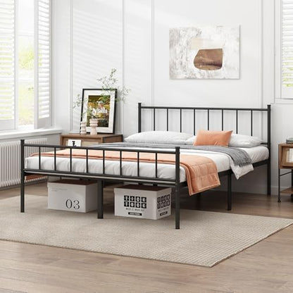 DIIYIV Full Metal Bed Frame,Steel Slat Support,Noise Free,Easy Assembly | Full Size Bed,Mattress Foundation,Underbed Storage,No Box Spring Needed - size: Full