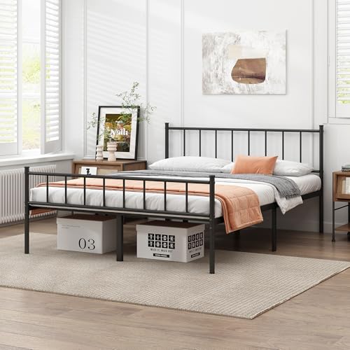 DIIYIV Cal King Metal Bed Frame,Steel Slat Support,Noise Free,Easy Assembly | Cal King Size Bed,Mattress Foundation,Underbed Storage,No Box Spring Needed - size: California King