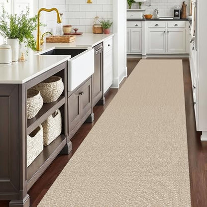 Washable Runner Rug, Non Slip Hallway Runner, 3x16 Ft, Sand/Beige | Washable Braided Runner Carpet, Non Slip Rubber Dot Backed, For Hallway, Kitchen, Entryway, Bedroom, Laundry Room, Foyer - color: Sand/Beige, size: 3' x 16' (Rectangular)