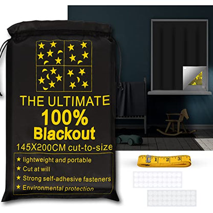Blackout Curtains 100% Blackout Blinds Window Cover Portable Shades 79”x57” | No Drill, Cuttable Fabric, Temporary Blinds, Indoor Window Shades, Bedroom Nursery RV Travel, Sun Blocker, Room Darkening - size: 57"W x 78.7"L (Pack of 1)